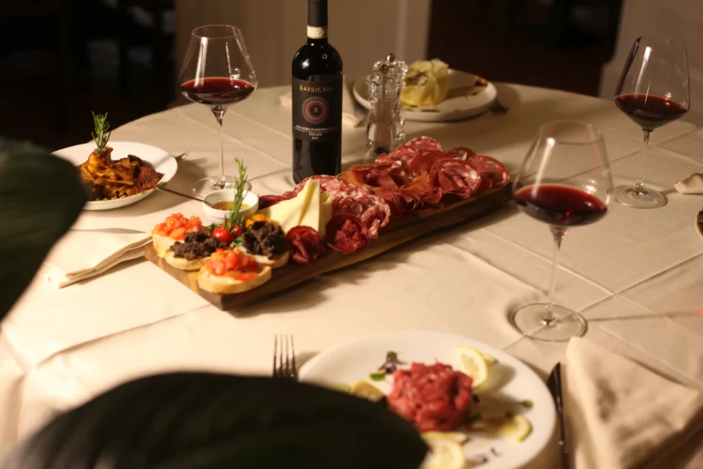 Dish and wine at Ristorante San Gallo in Florence
